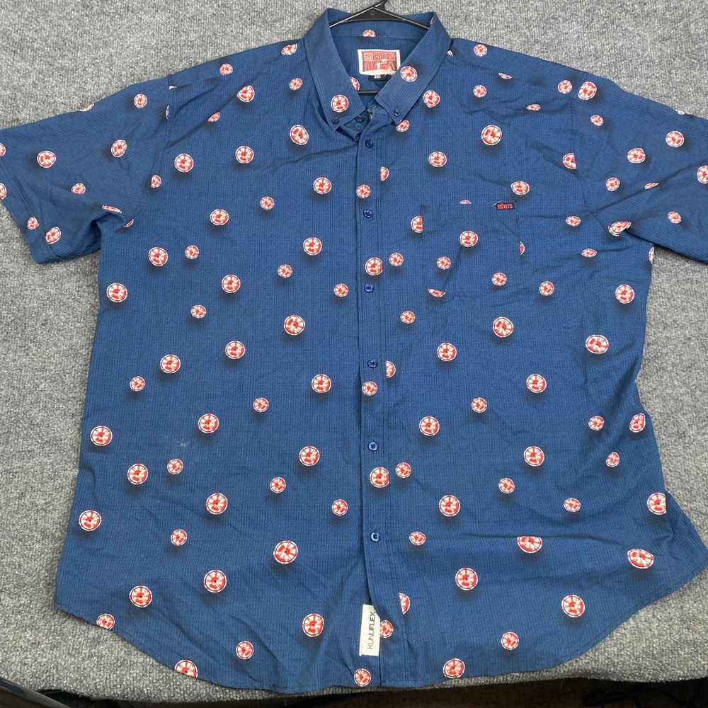 RSVLTS NASA Dare Mighty Things Kunuflex Shirt Mens 3XL Blue Binary Parachute